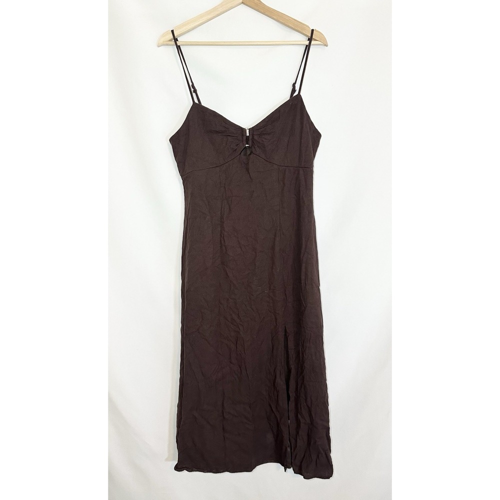 Trixxi Junior's LARGE Chocolate Brown Sweetheart Keyhole Sleeveless Midi Dress